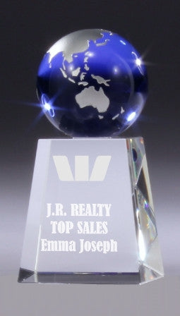 World globe crystal trophy